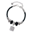thumbnail image 1 of Delight Jewelry Silvertone Love Square - Square Seal Best Friend Celtic Knot Leather Bead Bracelet, 7"+2" Extender, 1 of 4