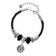 thumbnail image 1 of Delight Jewelry Silvertone Love in Circle Lil Sister Celtic Knot Leather Bead Bracelet, 7"+2" Extender, 1 of 4