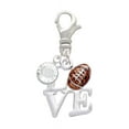 thumbnail image 1 of Delight Jewelry Silvertone Love with Football - Silvertone Clip on Charm with Clear Crystal Drop, 1 of 4