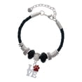 thumbnail image 1 of Delight Jewelry Silvertone Love with Maroon Paw Niece Celtic Knot Leather Bead Bracelet, 7"+2" Extender, 1 of 4