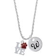 thumbnail image 1 of Delight Jewelry Silvertone Love with Maroon Paw Silvertone Script Initial Disc - W - Charm Necklace, 20"+3", 1 of 4