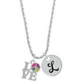 thumbnail image 1 of Delight Jewelry Silvertone Love with Multicolored Peace Sign Silvertone Script Initial Disc - L - Charm Necklace, 20"+3", 1 of 4