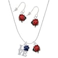 thumbnail image 1 of Delight Jewelry Silvertone Love with Navy Blue Paw Red Lucky Ladybug Necklace and Dangle Earrings Set, 1 of 6