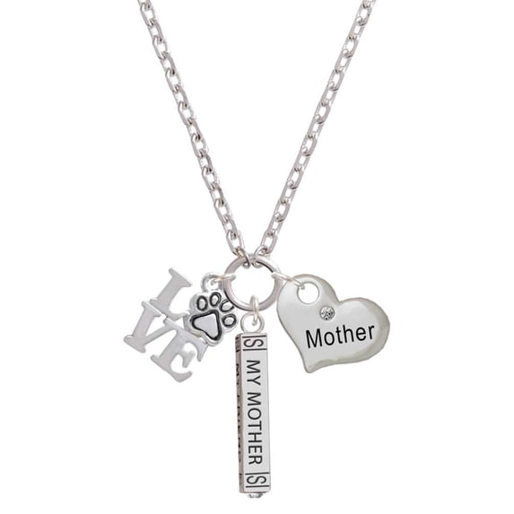 Delight Jewelry Silvertone Love with Paw Always My Mother Bar Zoe Necklace