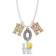 thumbnail image 1 of Delight Jewelry Silvertone Love with Yellow Paw Multi-Colored Crystal Mom Charm Necklace, 1 of 5