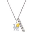 thumbnail image 1 of Delight Jewelry Silvertone Love with Yellow Paw Silvertone Mother Daughter Bar Charm Necklace, 23", 1 of 4
