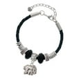 thumbnail image 1 of Delight Jewelry Silvertone Loved Elephant with Baby Sister Celtic Knot Leather Bead Bracelet, 7"+2" Extender, 1 of 4