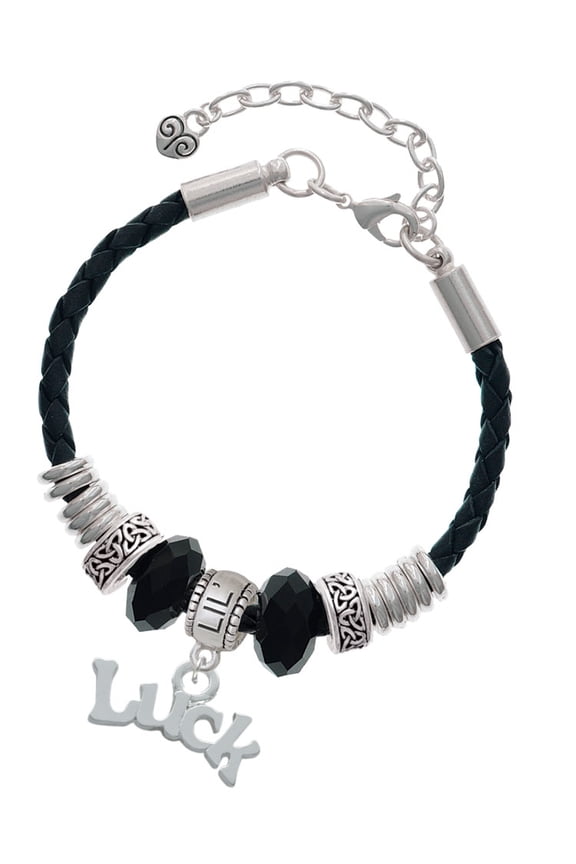 Silvertone Luck Middle Sister Celtic Knot Leather Bead Bracelet, 7"+2" Extender