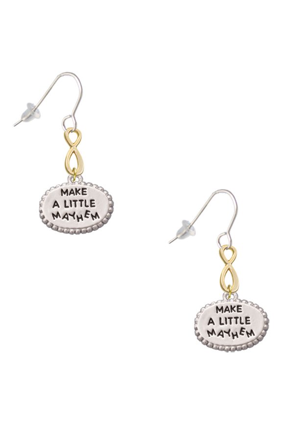 Silvertone Make a Little Mayhem Oval Gold Tone Infinity French Earrings