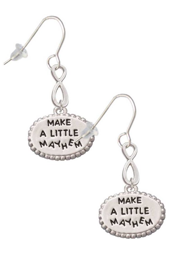 Silvertone Make a Little Mayhem Oval Silver tone Infinity French Earrings