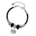 thumbnail image 1 of Delight Jewelry Silvertone Marathon with Clear Crystal Roman Numeral Grandmother Celtic Knot Leather Bead Bracelet, 7"+2" Extender, 1 of 4
