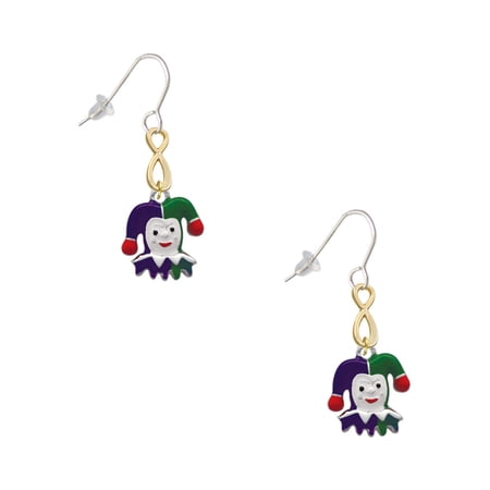 Delight Jewelry Silvertone Mardi Gras Jester Gold Tone Infinity French Earrings