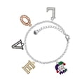 thumbnail image 1 of Delight Jewelry Silvertone Mardi Gras Jester Multi-Colored Crystal Love Charm Bracelet, 1 of 5