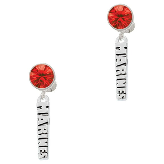 Delight Jewelry Silvertone Marines Red Crystal Clip on Earrings