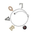 thumbnail image 1 of Delight Jewelry Silvertone Maroon Paw on Black Disc Multi-Colored Crystal Love Charm Bracelet, 1 of 5