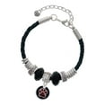 thumbnail image 1 of Delight Jewelry Silvertone Maroon Paw on Black Disc Wife Celtic Knot Leather Bead Bracelet, 7"+2" Extender, 1 of 4