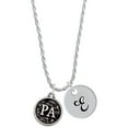 thumbnail image 1 of Delight Jewelry Silvertone Medical Assistant Caduceus Seal - PA Silvertone Script Initial Disc - E - Charm Necklace, 20"+3", 1 of 4