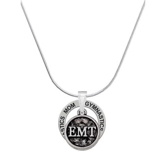 Delight Jewelry Silvertone Medical Caduceus Seal - EMT Gymnastics Mom Ring Charm Necklace, 18"