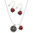 thumbnail image 1 of Delight Jewelry Silvertone Medical Caduceus Seal - EMT Red Lucky Ladybug Necklace and Dangle Earrings Set, 1 of 6