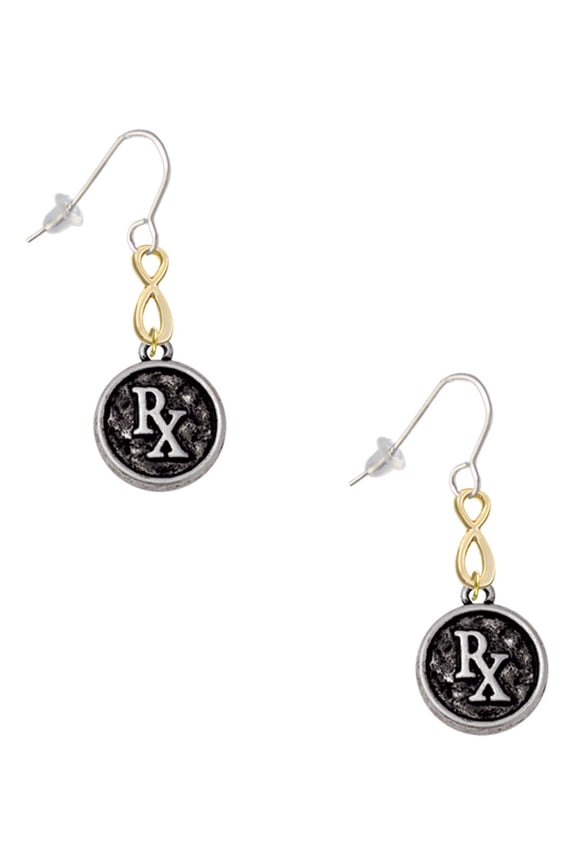 Silvertone Medical Caduceus Seal - Rx Gold Tone Infinity French Earrings