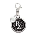 thumbnail image 1 of Delight Jewelry Silvertone Medical Caduceus Seal - Rx - Silvertone Clip on Charm with Clear Crystal Drop, 1 of 4