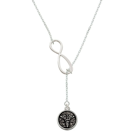 Delight Jewelry Silvertone Medical Caduceus Seal - Silver tone Elegant Infinity Lariat Necklace