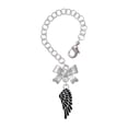 thumbnail image 1 of Delight Jewelry Silvertone Medium Black Enamel Angel Wing - Silvertone Bow Charm Accessory for Tumblers and Thermal Cups, 1 of 4