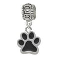 thumbnail image 1 of Delight Jewelry Silvertone Medium Black Paw Lord Guide Me Charm Bead, 1 of 4