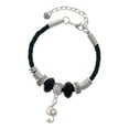 thumbnail image 1 of Delight Jewelry Silvertone Medium Clef with AB Crystal Granddaughter Celtic Knot Leather Bead Bracelet, 7"+2" Extender, 1 of 4