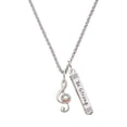thumbnail image 1 of Delight Jewelry Silvertone Medium Clef with AB Crystal Silvertone Be Strong and Courageous Bar Charm Necklace, 23", 1 of 4