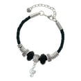 thumbnail image 1 of Delight Jewelry Silvertone Medium Clef with Heart Granddaughter Celtic Knot Leather Bead Bracelet, 7"+2" Extender, 1 of 4