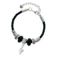 thumbnail image 1 of Delight Jewelry Silvertone Medium Clef with Heart Sister Celtic Knot Leather Bead Bracelet, 7"+2" Extender, 1 of 4