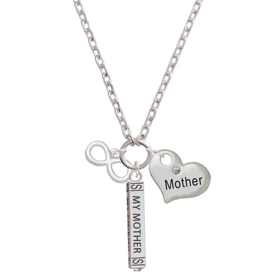 Delight Jewelry Silvertone Medium Infinity Sign Always My Mother Bar Zoe Necklace