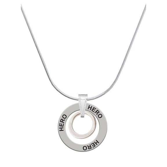 Delight Jewelry Silvertone Medium Karma Ring Hero Ring Charm Necklace, 18"