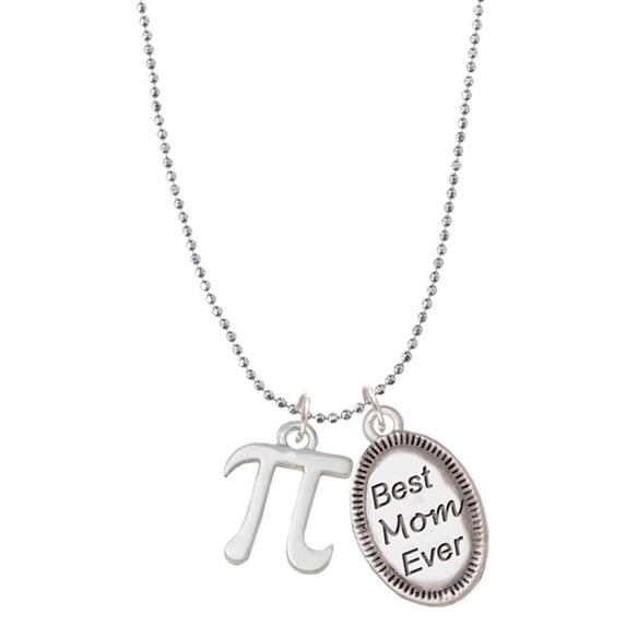 Delight Jewelry Silvertone Medium Pi Best Mom Ever Charm Necklace