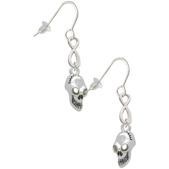 Delight Jewelry Silvertone Medium Skull Silver tone Infinity French Earrings