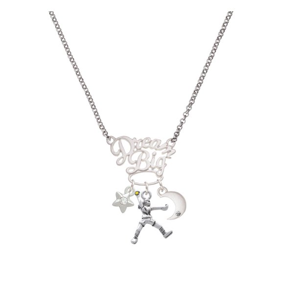 Delight Jewelry Silvertone Medium Softball Pitcher Silvertone Dream Big Pendant Necklace, 25"