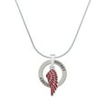 thumbnail image 1 of Delight Jewelry Silvertone Medium Translucent Red Angel Wing Hockey Ring Charm Necklace, 18", 1 of 4