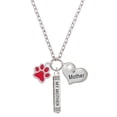 thumbnail image 1 of Delight Jewelry Silvertone Medium Translucent Red Paw Always My Mother Bar Zoe Necklace, 1 of 4