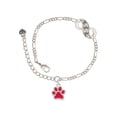 thumbnail image 1 of Delight Jewelry Silvertone Medium Translucent Red Paw Silver-tone Paw Infinity Link Chain Bracelet, 6"+2" Extender, 1 of 3