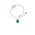 thumbnail image 1 of Delight Jewelry Silvertone Medium Translucent Teal Paw - Rose Goldtone Leaf Delicate Bracelet, 6.25+1.75", 1 of 4
