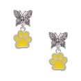 thumbnail image 1 of Delight Jewelry Silvertone Medium Translucent Yellow Paw Silvertone Antiqued Butterfly Post Earrings, 1 of 4