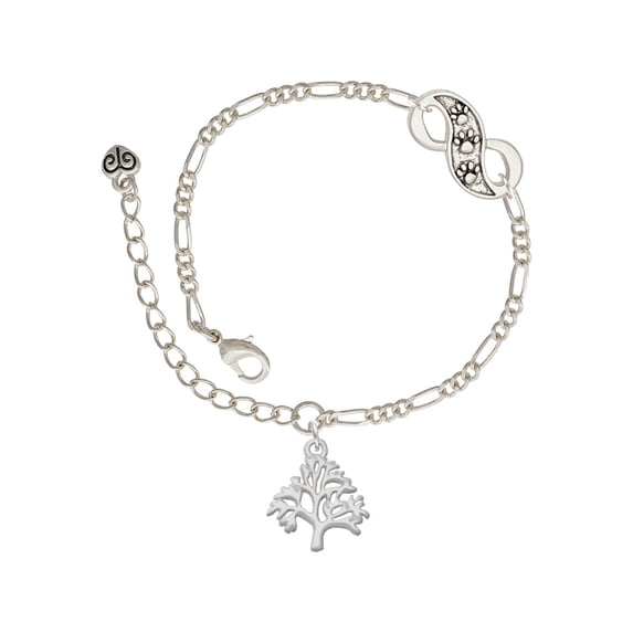 Delight Jewelry Silvertone Medium Tree of Life Silver-tone Paw Infinity Link Chain Bracelet, 6"+2" Extender
