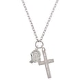 thumbnail image 1 of Delight Jewelry Silvertone Medium Turkey I Have Plans for You Engraved Cross Zoey Necklace, 28", 1 of 4