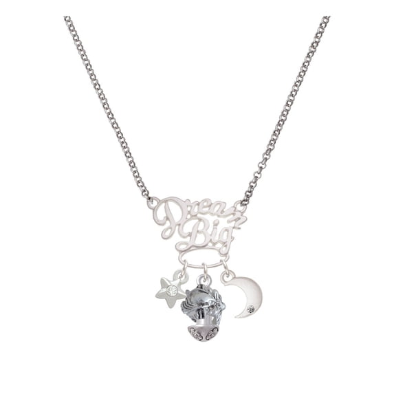 Delight Jewelry Silvertone Mermaid & Lobster Spinner Silvertone Dream Big Pendant Necklace, 25"