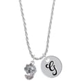 thumbnail image 1 of Delight Jewelry Silvertone Mermaid & Lobster Spinner Silvertone Script Initial Disc - G - Charm Necklace, 20"+3", 1 of 4
