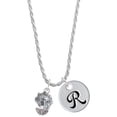 thumbnail image 1 of Delight Jewelry Silvertone Mermaid & Lobster Spinner Silvertone Script Initial Disc - R - Charm Necklace, 20"+3", 1 of 4
