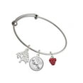 thumbnail image 1 of Delight Jewelry Silvertone Mini 2-D Enamel Strawberry Silvertone Let Things Go Tree Charm Bangle Bracelet, 1 of 4