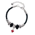thumbnail image 1 of Delight Jewelry Silvertone Mini 2-D Red Heart Coach Celtic Knot Leather Bead Bracelet, 7"+2" Extender, 1 of 4