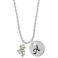 thumbnail image 1 of Delight Jewelry Silvertone Mini 3-D Elephant Silvertone Script Initial Disc - A - Charm Necklace, 20"+3", 1 of 4